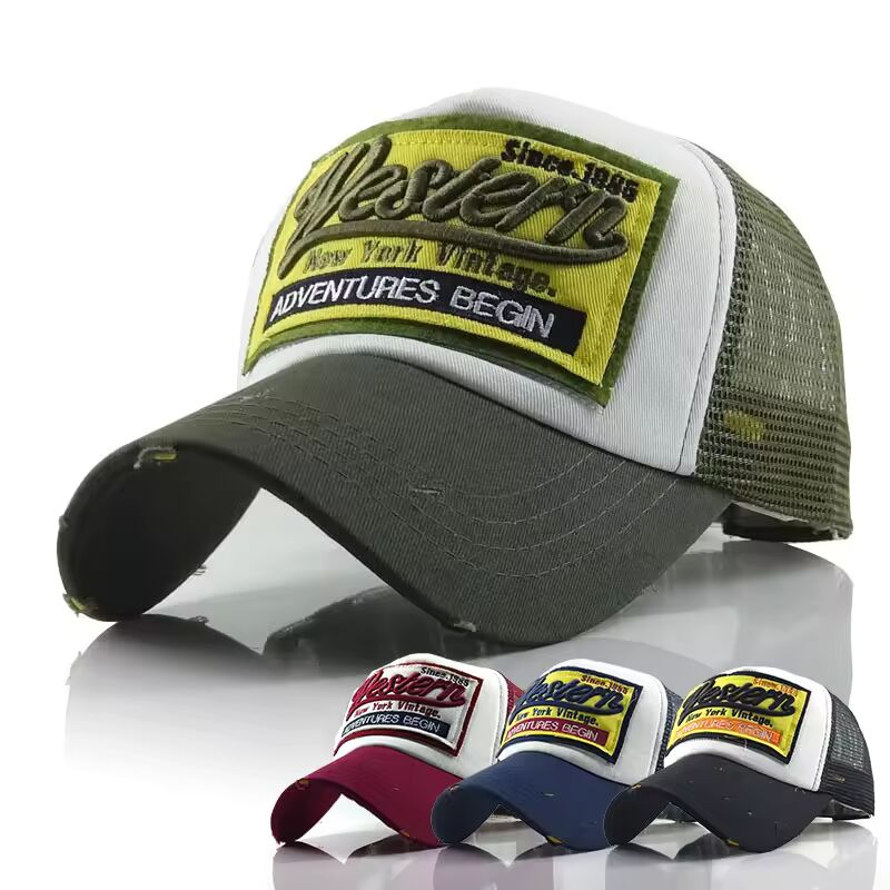 Summer Mesh Trucker Hat For Men Women Retro Letter Baseball Cap Adjustable Outdoor Sun Visors Hip Hop Snapback Bonnet кепка y2k