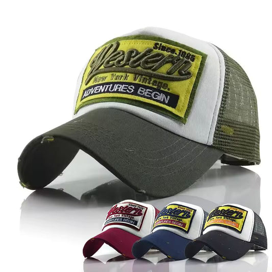 Summer Mesh Trucker Hat For Men Women Retro Letter Baseball Cap Adjustable Outdoor Sun Visors Hip Hop Snapback Bonnet кепка y2k