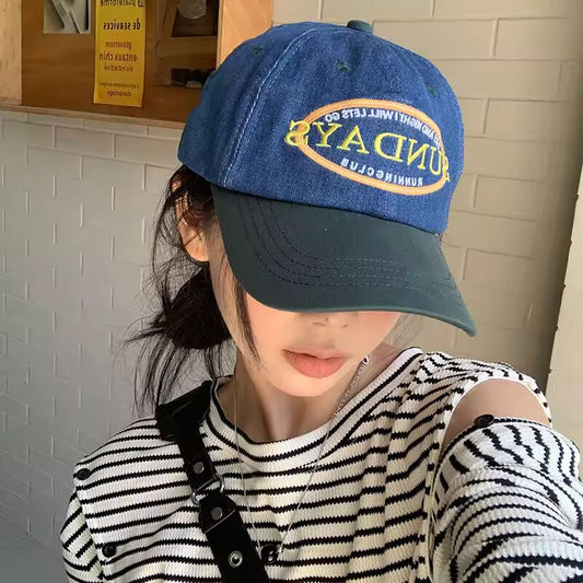Fashion Women Baseball Cap Summer Patchwork Letter Embroidery Snapback Sun Hat Girls Outdoor Adjustable Peaked Caps